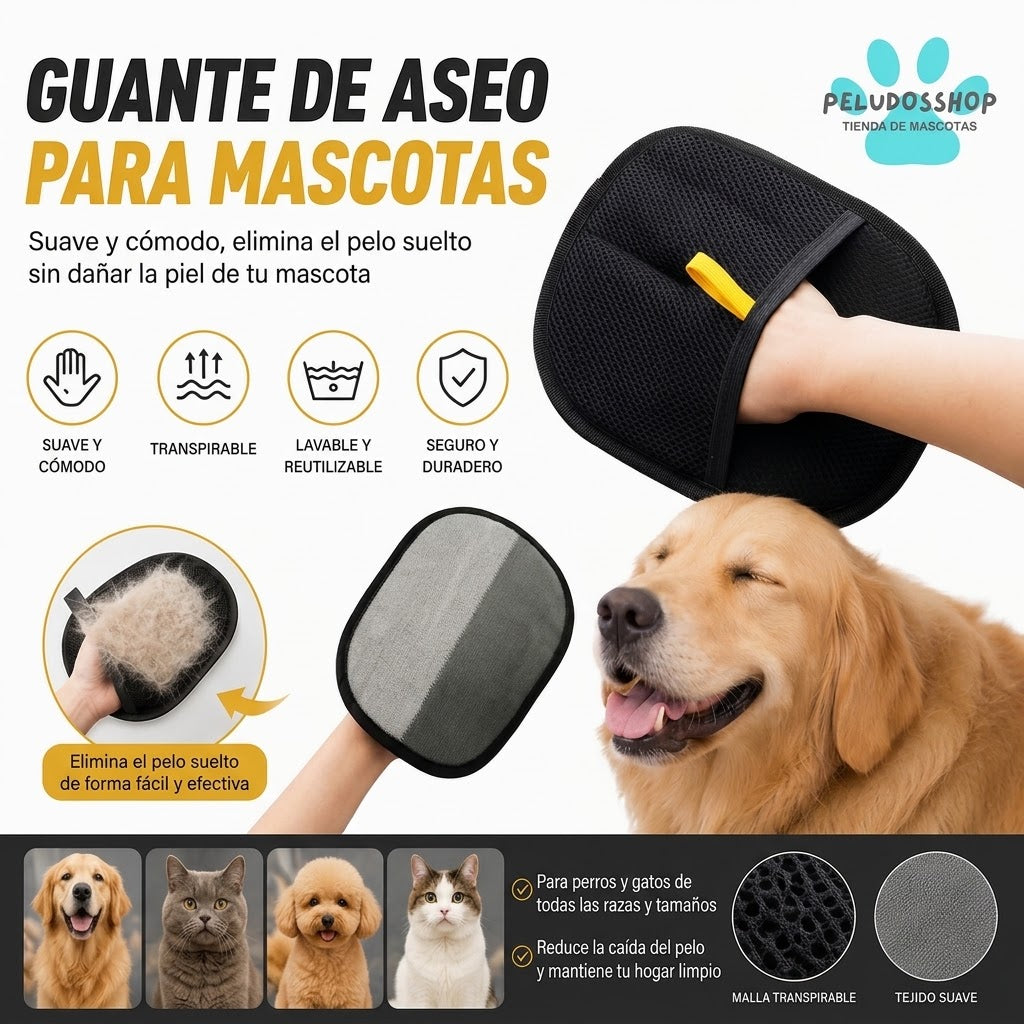 GUANTE QUITAPELOS PARA PERROS Y GATOS